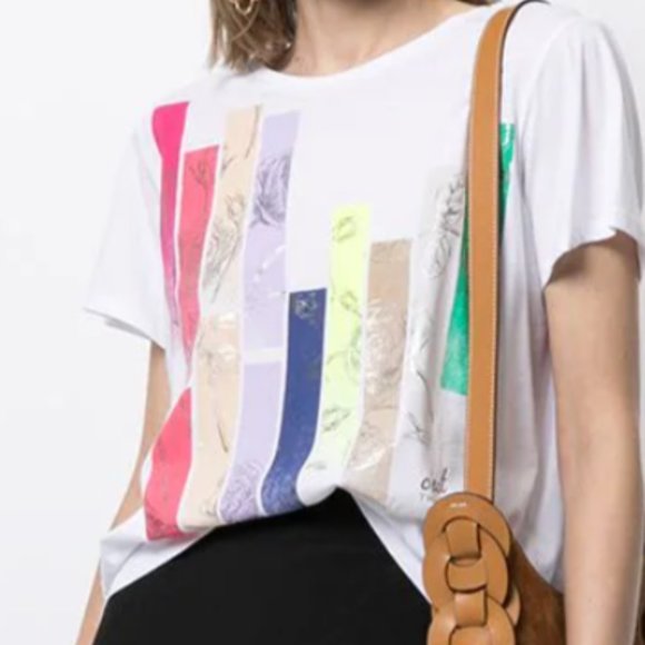 TWINSET white striped floral-print t-shirt, size S - Picture 5 of 10